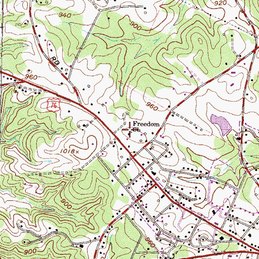 Topographic Map of Freedom Church, SC