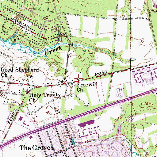 Topographic Map of Freewill Church, SC