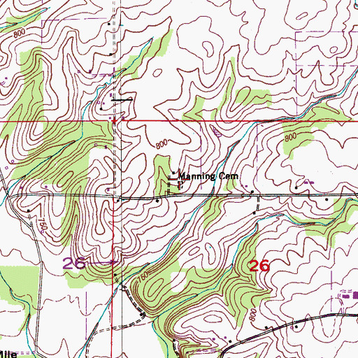 Topographic Map of Manning Cemetery, AL