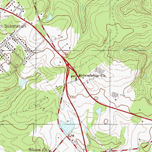 Topographic Map of Friendship Church, SC