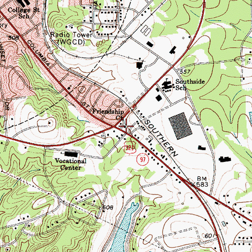 Topographic Map of Friendship Church, SC