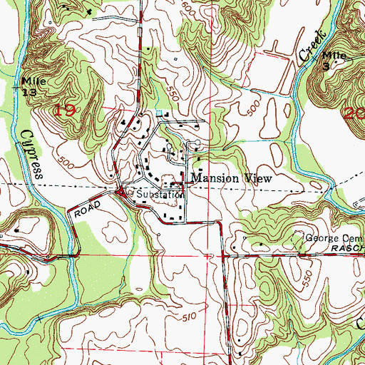 Topographic Map of Mansion View, AL
