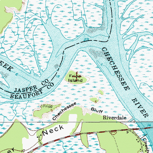 Topographic Map of Fripp Island, SC
