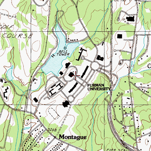Topographic Map of Furman University, SC