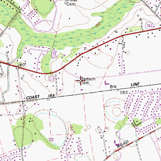 Topographic Map of Gadson Cemetery, SC