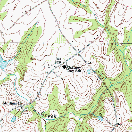 Topographic Map of Gaffney Day School, SC