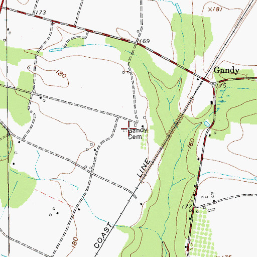 Topographic Map of Gandy Cemetery, SC