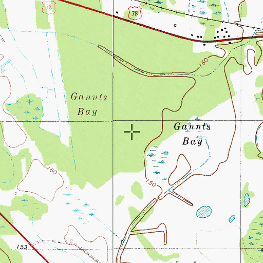 Topographic Map of Gannts Bay, SC
