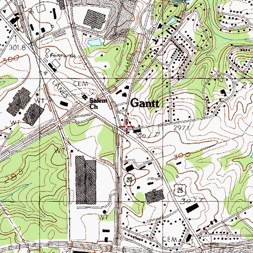 Topographic Map of Gantt, SC