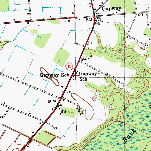 Topographic Map of Gapway School, SC