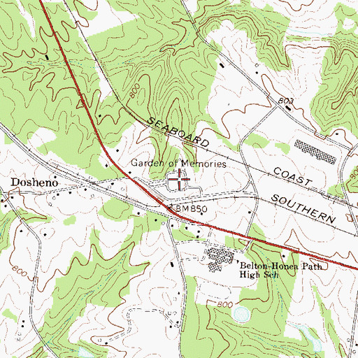 Topographic Map of Garden of Memories, SC