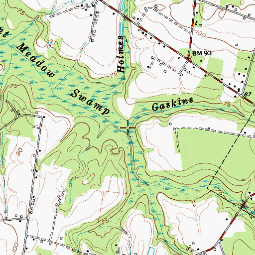 Topographic Map of Gaskins Branch, SC