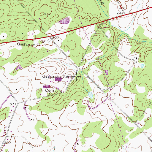 Topographic Map of Gassaway Cemetery, SC