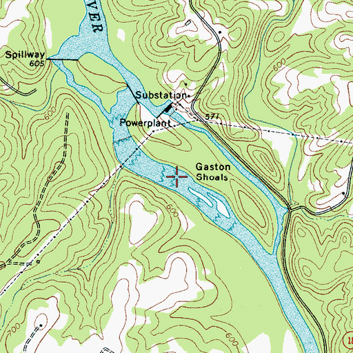 Topographic Map of Gaston Shoals, SC