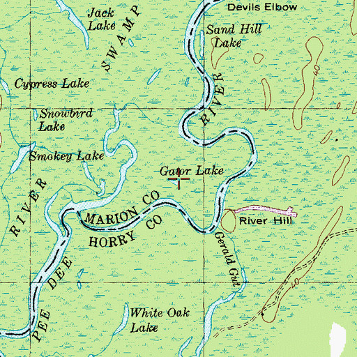 Topographic Map of Gator Lake, SC