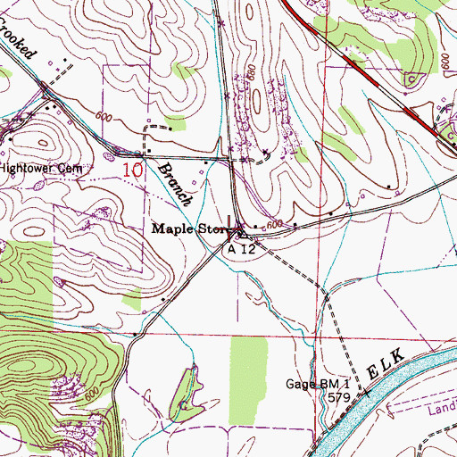 Topographic Map of Maple Store, AL