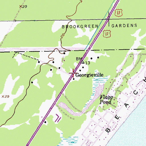 Topographic Map of Georgieville, SC