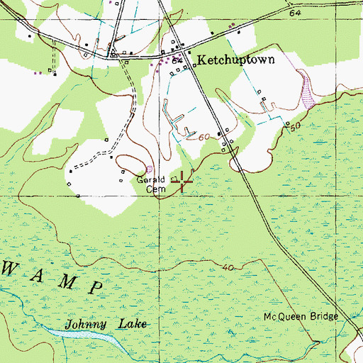 Topographic Map of Gerald Cemetery, SC