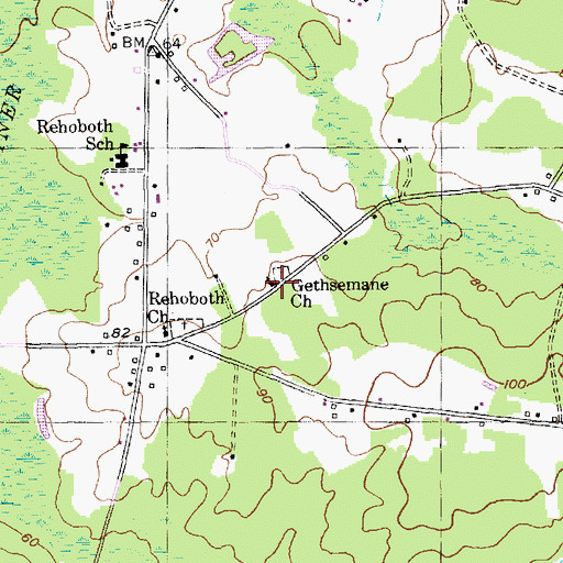 Topographic Map of Gethsemane Church, SC