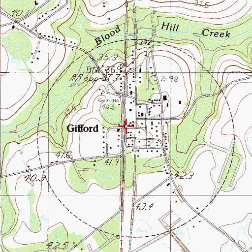 Topographic Map of Gifford, SC