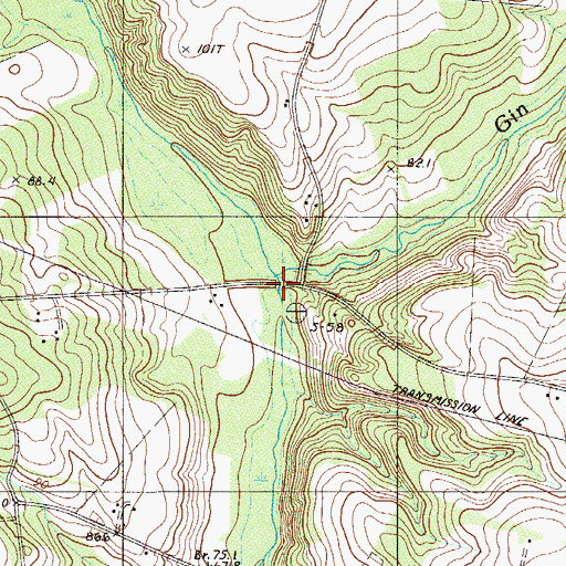 Topographic Map of Gin Branch, SC