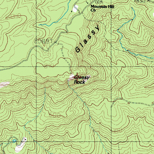Topographic Map of Glassy Rock, SC