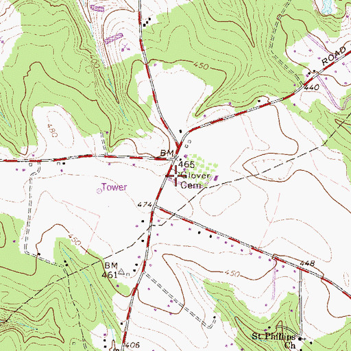 Topographic Map of Glover Cemetery, SC