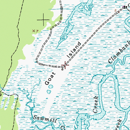 Topographic Map of Goat Island, SC
