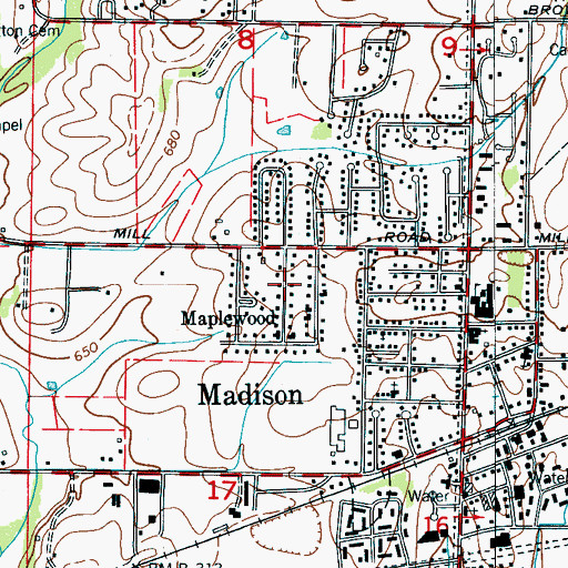 Topographic Map of Maplewood, AL