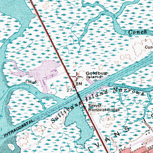 Topographic Map of Goldbug Island, SC