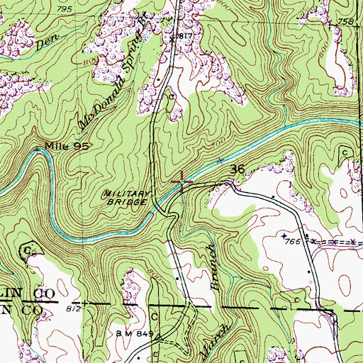 Topographic Map of March Branch, AL
