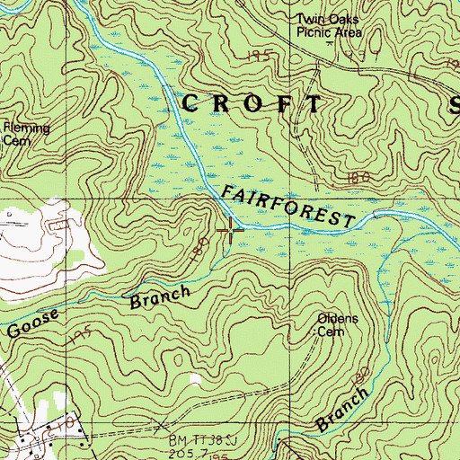 Topographic Map of Goose Branch, SC