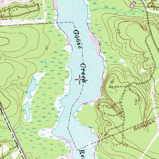 Topographic Map of Goose Creek Reservoir, SC