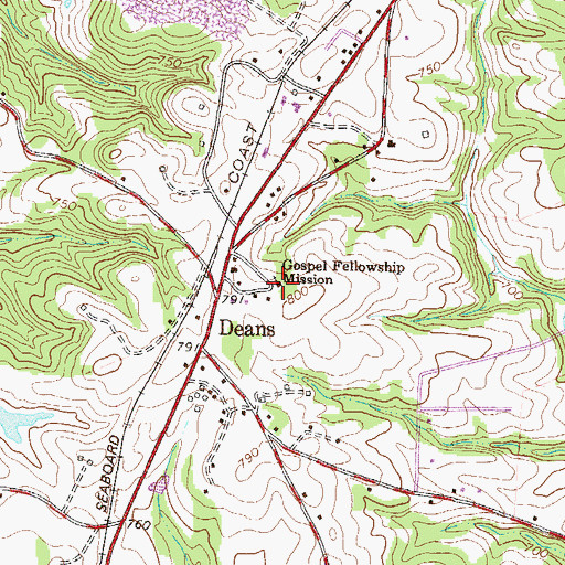 Topographic Map of Gospel Fellowship Mission, SC