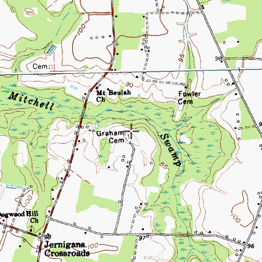 Topographic Map of Graham Cemetery, SC
