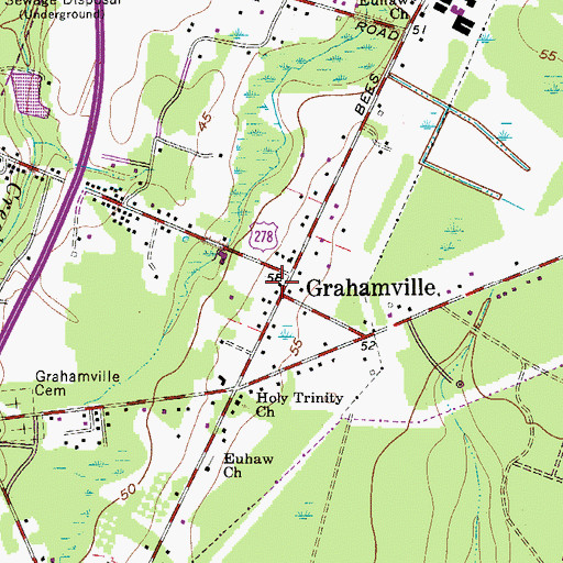 Topographic Map of Grahamville, SC