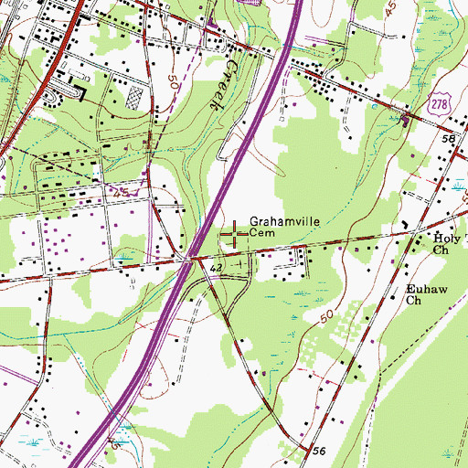 Topographic Map of Grahamville Cemetery, SC