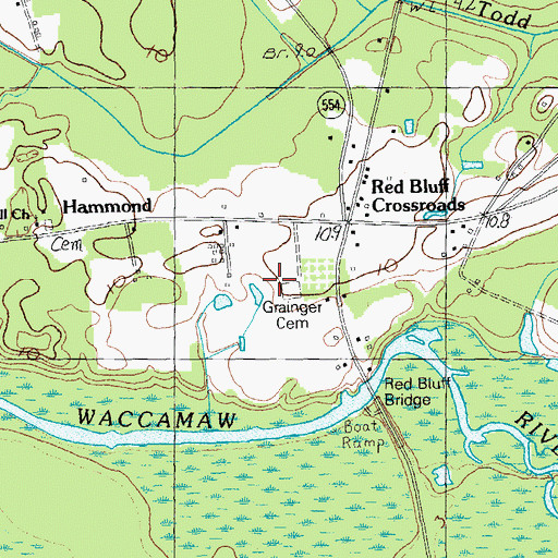 Topographic Map of Grainger Cemetery, SC