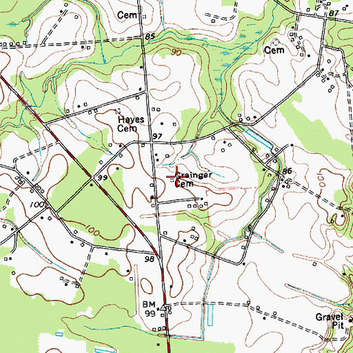 Topographic Map of Grainger Cemetery, SC