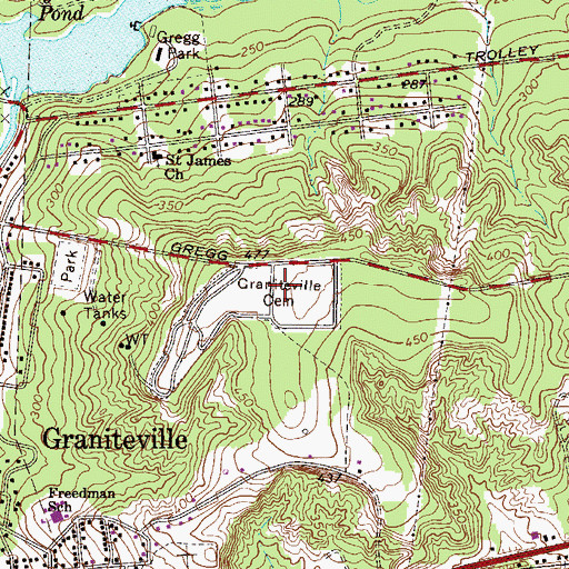 Topographic Map of Graniteville Cemetery, SC