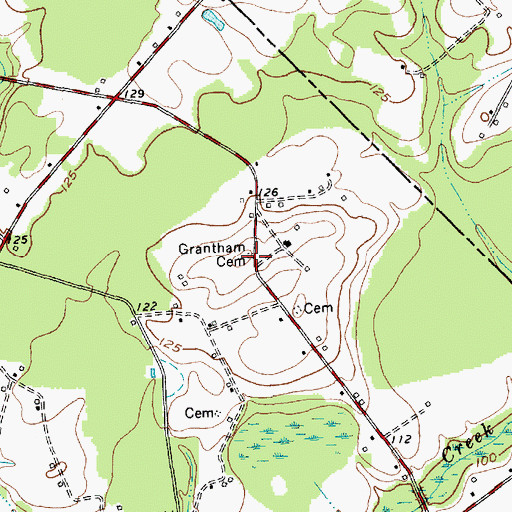 Topographic Map of Grantham Cemetery, SC