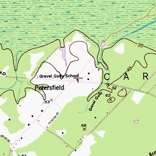 Topographic Map of Gravel Gully School, SC
