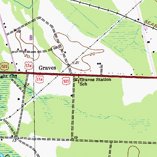 Topographic Map of Graves Station School, SC