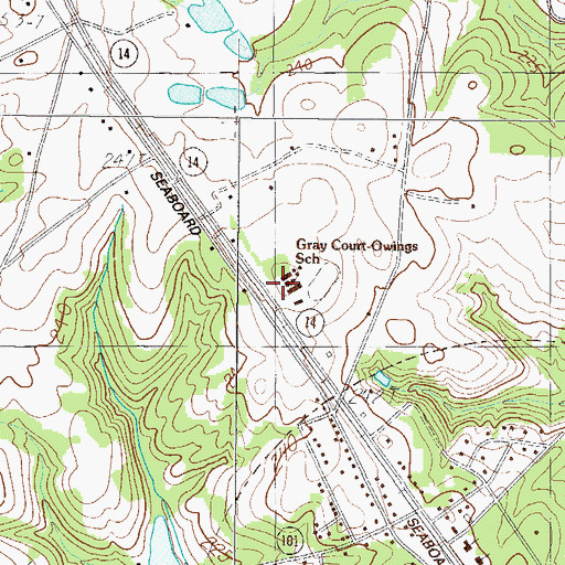 Topographic Map of Gray Court-Owings School, SC