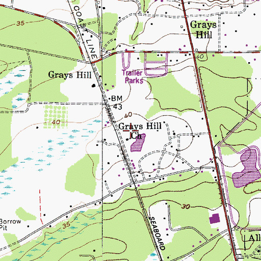 Topographic Map of Grays Hill Church, SC
