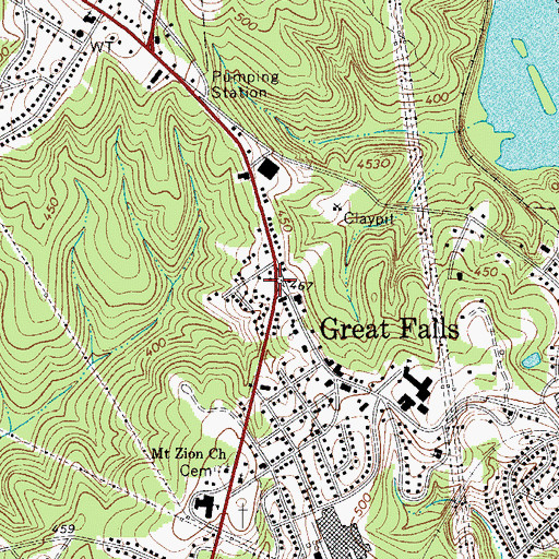 Topographic Map of Great Falls, SC
