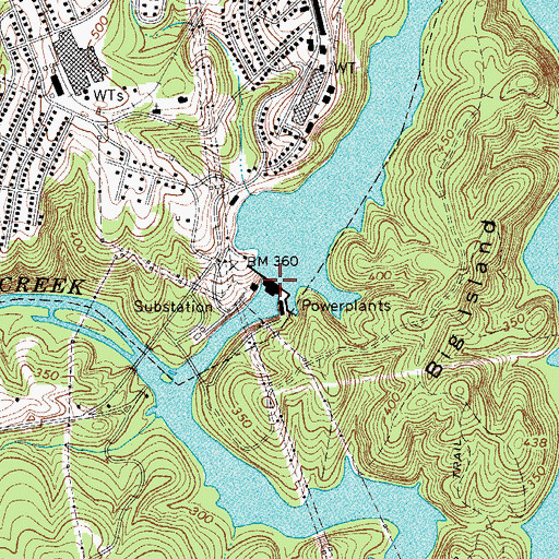 Topographic Map of Great Falls Reservoir, SC