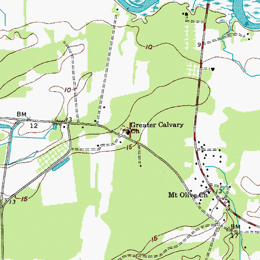 Topographic Map of Greater Calvary Church, SC