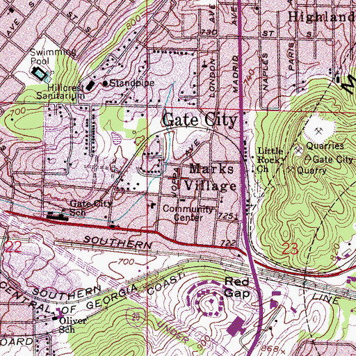 Topographic Map of Marks Village, AL