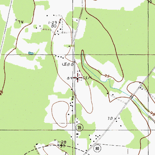 Topographic Map of Greeleyville Church, SC